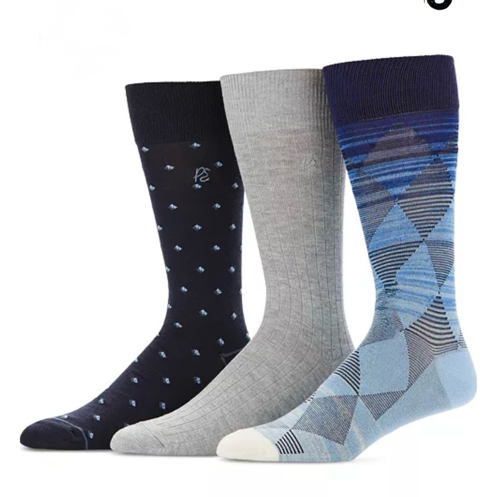 Perry Ellis Men's Dress Socks - Navy, Gray, and Blue